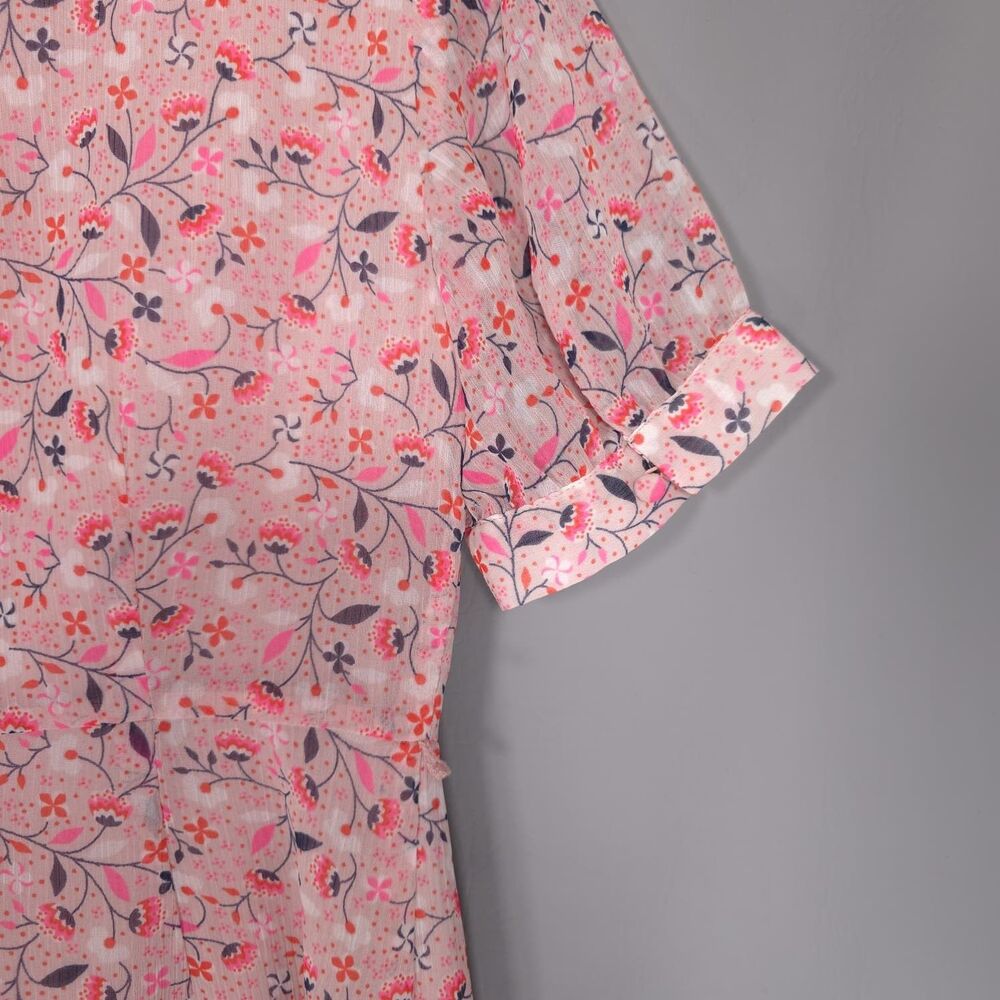 BODEN Jane Milkshake Pink Floral Dress Petite 4 Short Sleeve Knee Midi Women’s - Picture 7 of 11